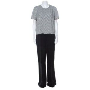 Stella McCartney Black & Printed Bodice Crepe Wide-Leg Short-Sleeve Jumpsuit